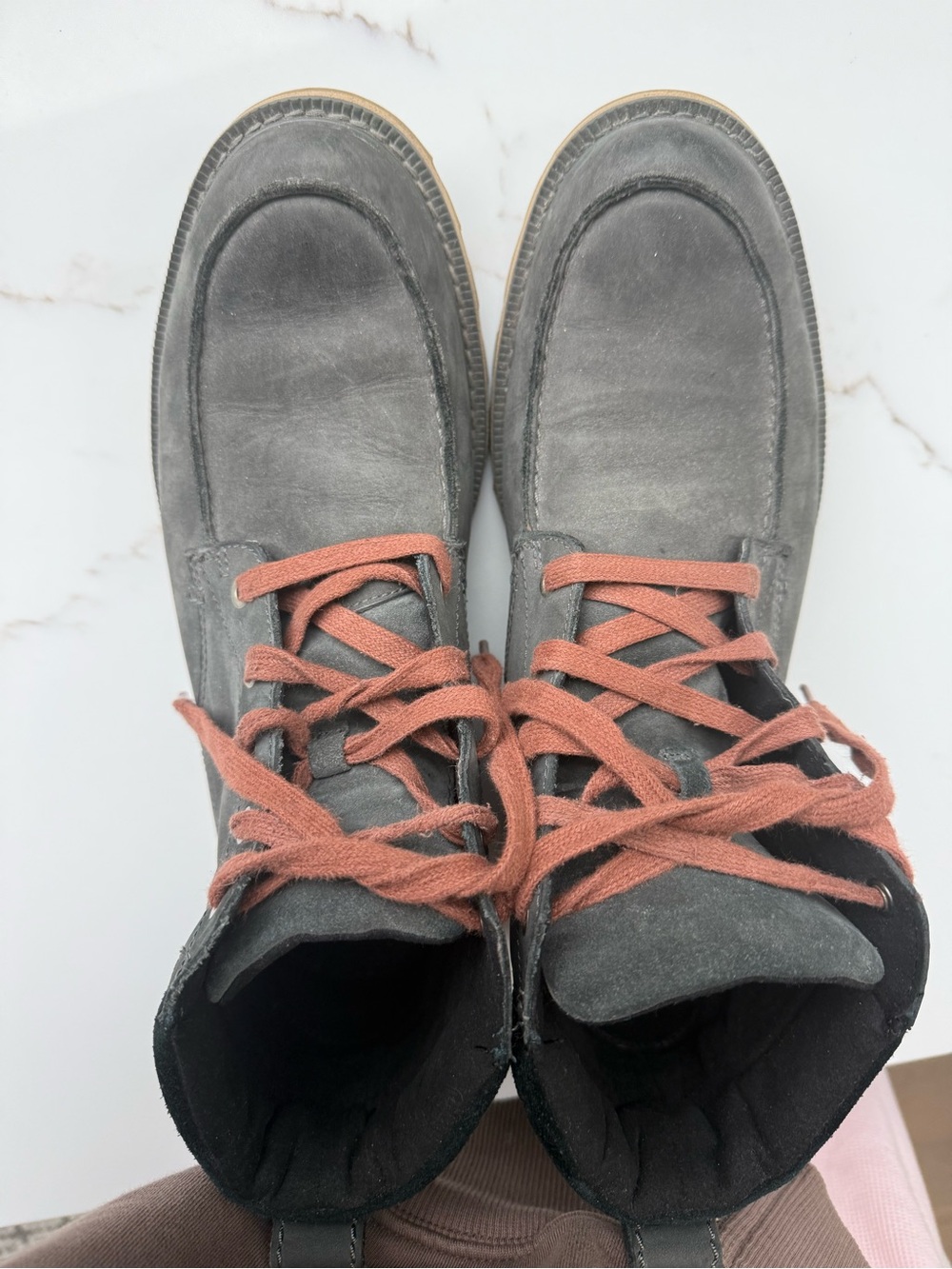 Sorel Men's Gray Leather Boots with Brown Laces - Picture 5 of 6